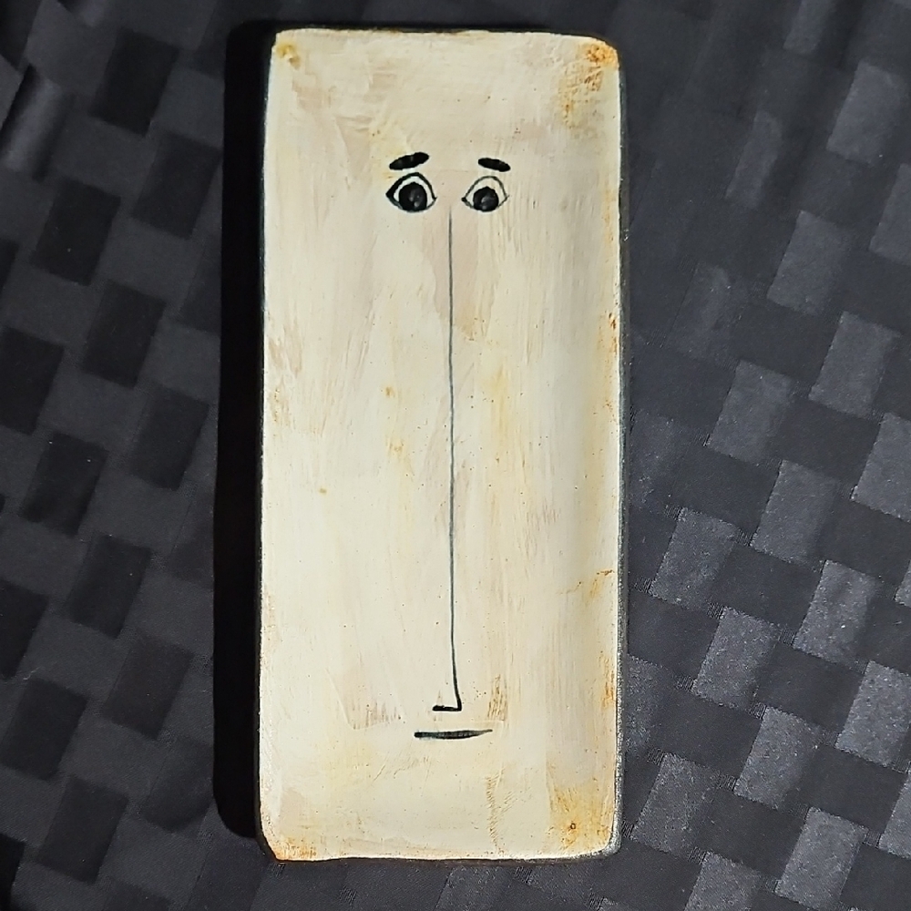 John A. Taylor Pacific NW Studio Pottery Minimalist Ceramic Face Tray Signed JAT